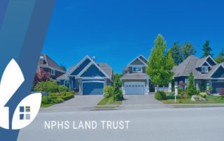 NPHS Land Trust Banner with homes on street